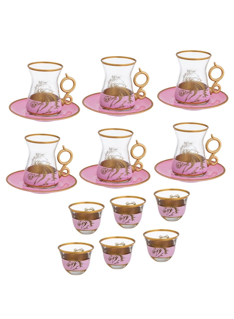 Hic 18-piece pink and gold glass tea and coffee set - Image 1